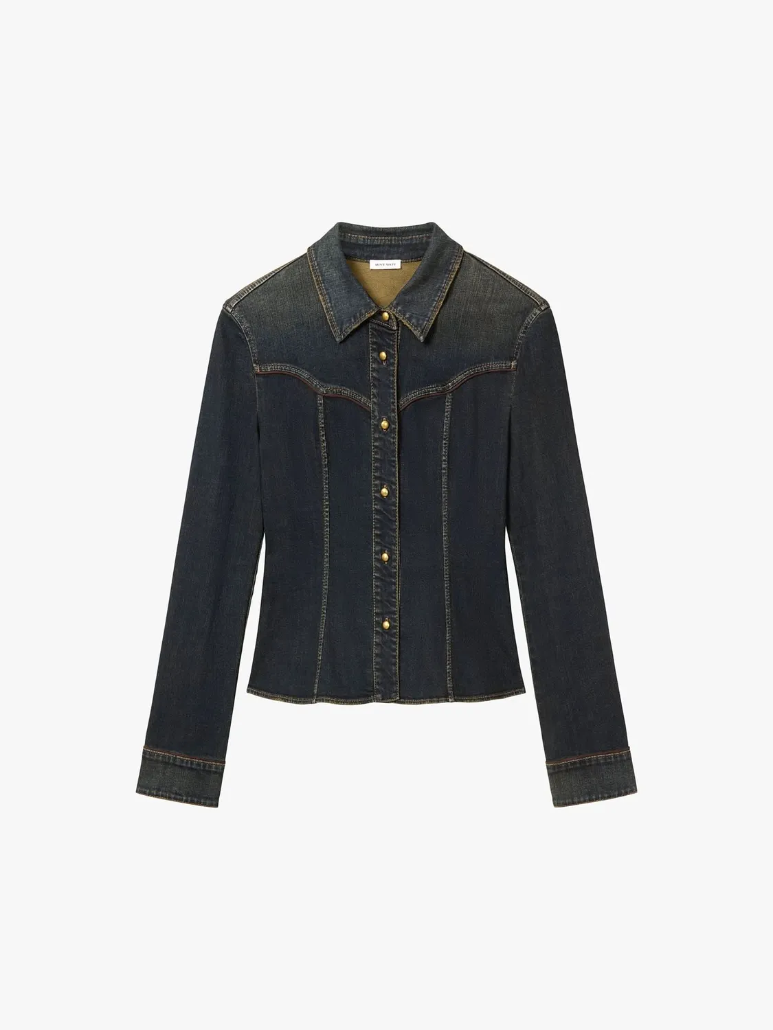 Miss Sixty cropped denimskjorte blå bomuld retro vask