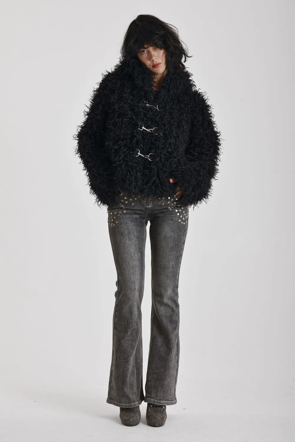 The Ragged Priest Julia Black shaggy faux fur coat sort