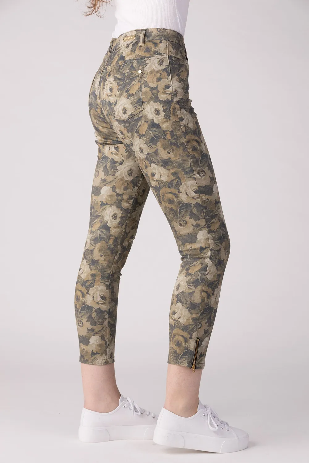 Merrytime 15640-440-40 Super Slim Ankel jeans blomster mørk