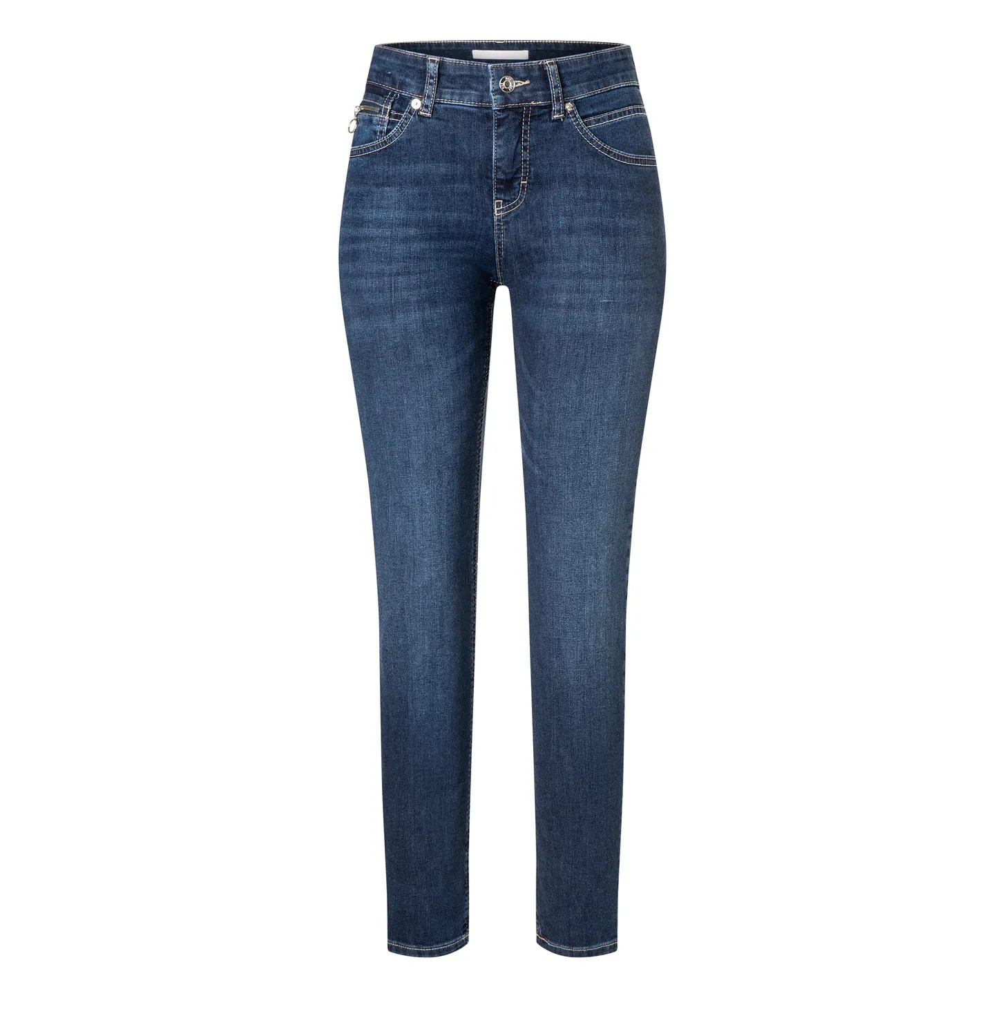 MAC Slim straight damejeans mørkeblå vintage