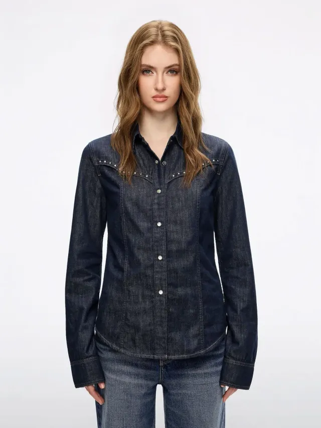 Miss Sixty Studded denimskjorte mørkeblå med nitter