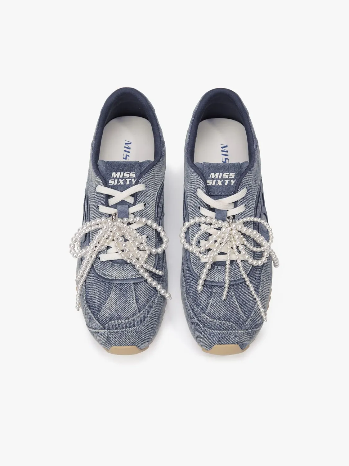 Miss Sixty 6M2QJ82700F25 sneakers blå denim perlesløjfe