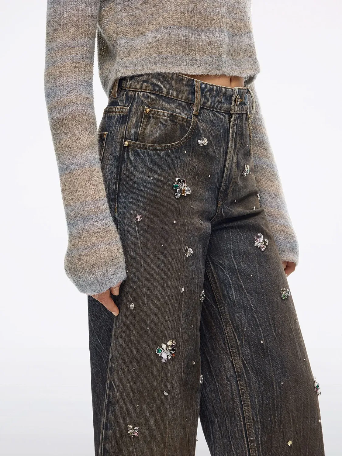 Miss Sixty straight jeans mørkeblå perler stretch