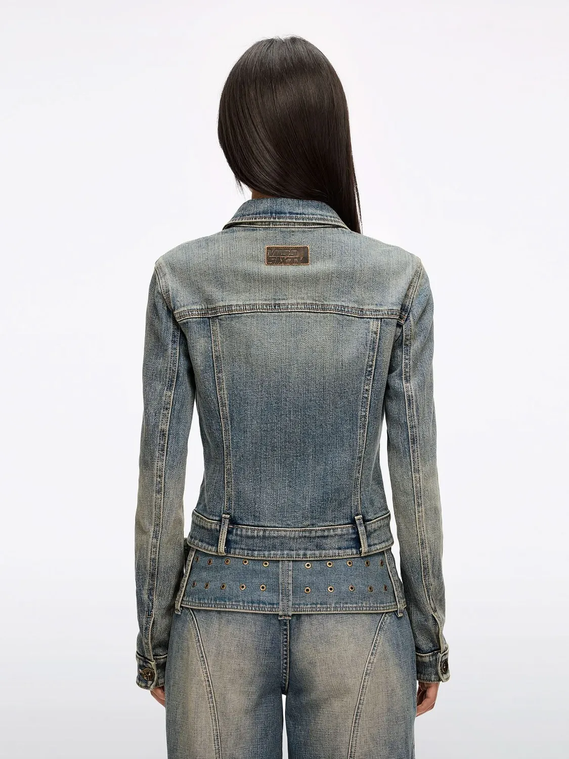 Miss Sixty denimjakke lysegrå blå med knapper
