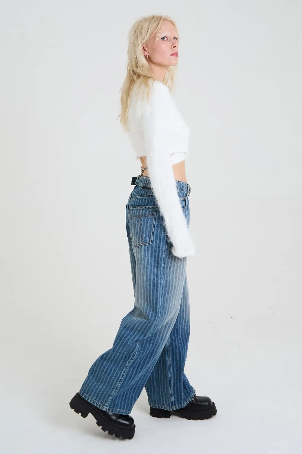 The Ragged Priest Mobster Release jeans pinstripe blå