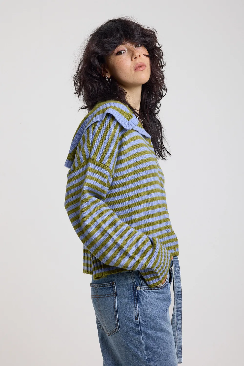 THE RAGGED PRIEST Darling Stripe cardigan grøn-lilla