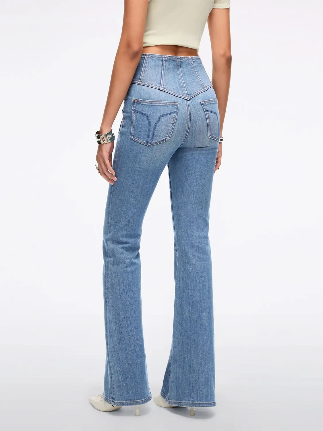 Miss Sixty Glenda Plus 5 flare jeans mellemblå høj talje