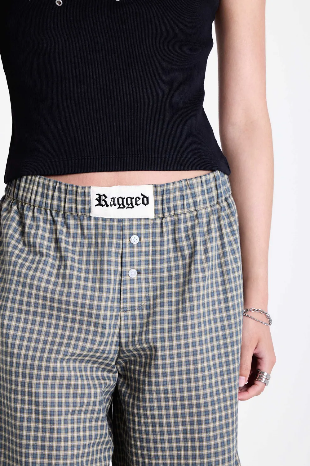 THE RAGGED PRIEST Drill Gingham capribukser grøn tern